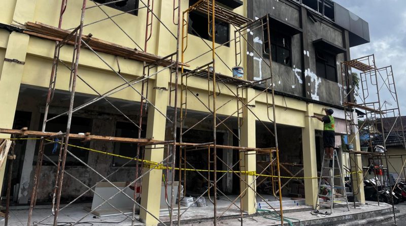 Perbaikan Mapolda DIY pasca kerusuhan. (Istimewa)